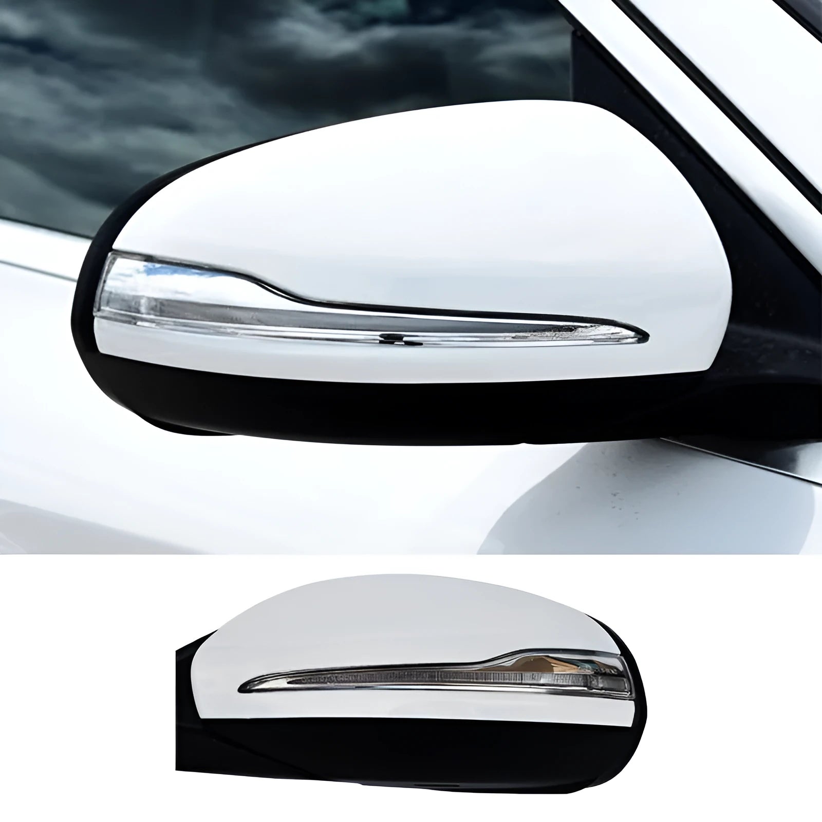 Mercedes W205 C-Class rear view mirror assembly in ABS plastic.