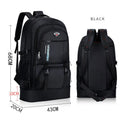 Men's simple outdoor sports large-capacity backpack in black, 56-75 litre nylon, 17x37x64 cm
