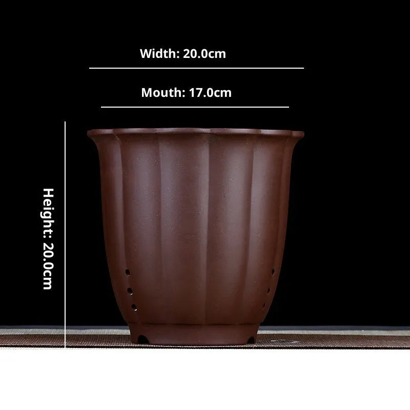 Round ceramic desktop flower pot with four drainage holes for phalaenopsis bonsai, black colour option