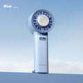 White handheld turbo jet fan with ice cold function showing three blade design and touch controls