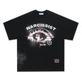 American retro hip hop gothic T-shirt with printed letters in pure cotton