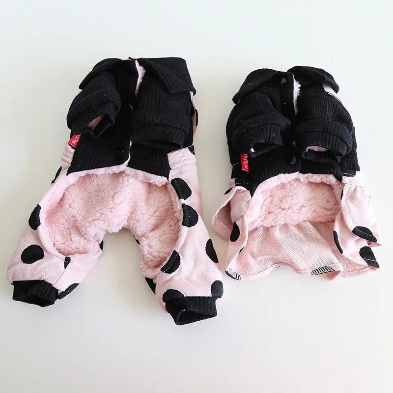 Lapel shoulder strap couple pet clothes for dogs in four-legged and skirt style options
