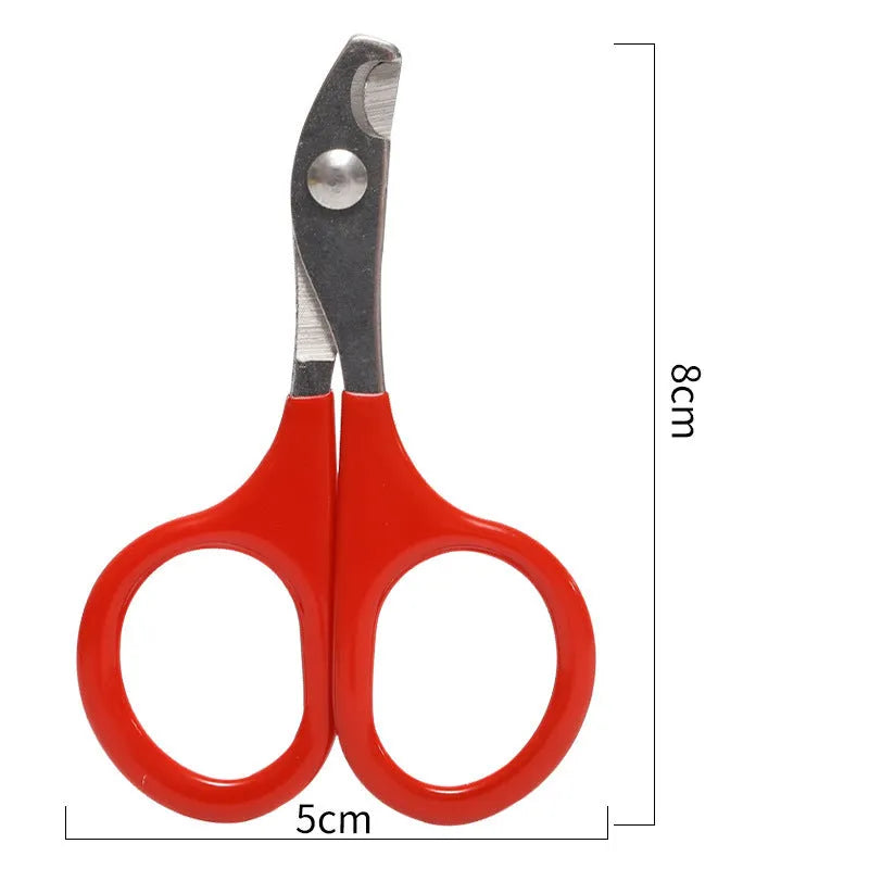 Stainless steel pet nail clippers with coloured plastic and rubber handle for dogs and cats