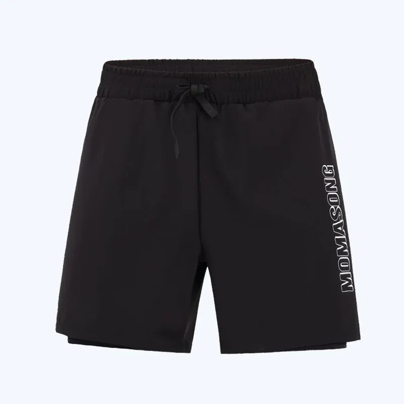 Men's white long sleeve swim top and matching trunks set for beach and surfing.