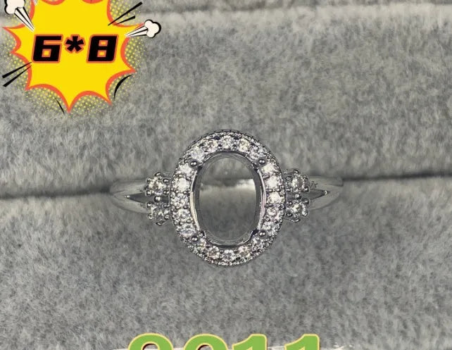Oval denier ring with open mouth design, 6*8 main stone, and five-pointed star detail in electroplated copper
