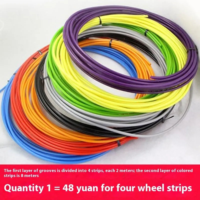 PVC car wheel hub decorative strip protective ring in black fitted on a car rim