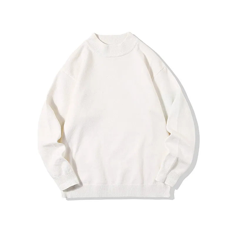 Men's loose fit round neck solid colour sweater in polyester fabric