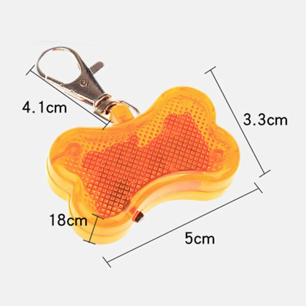 LED bone-shaped pendant for pet collars in various colours with three lighting modes