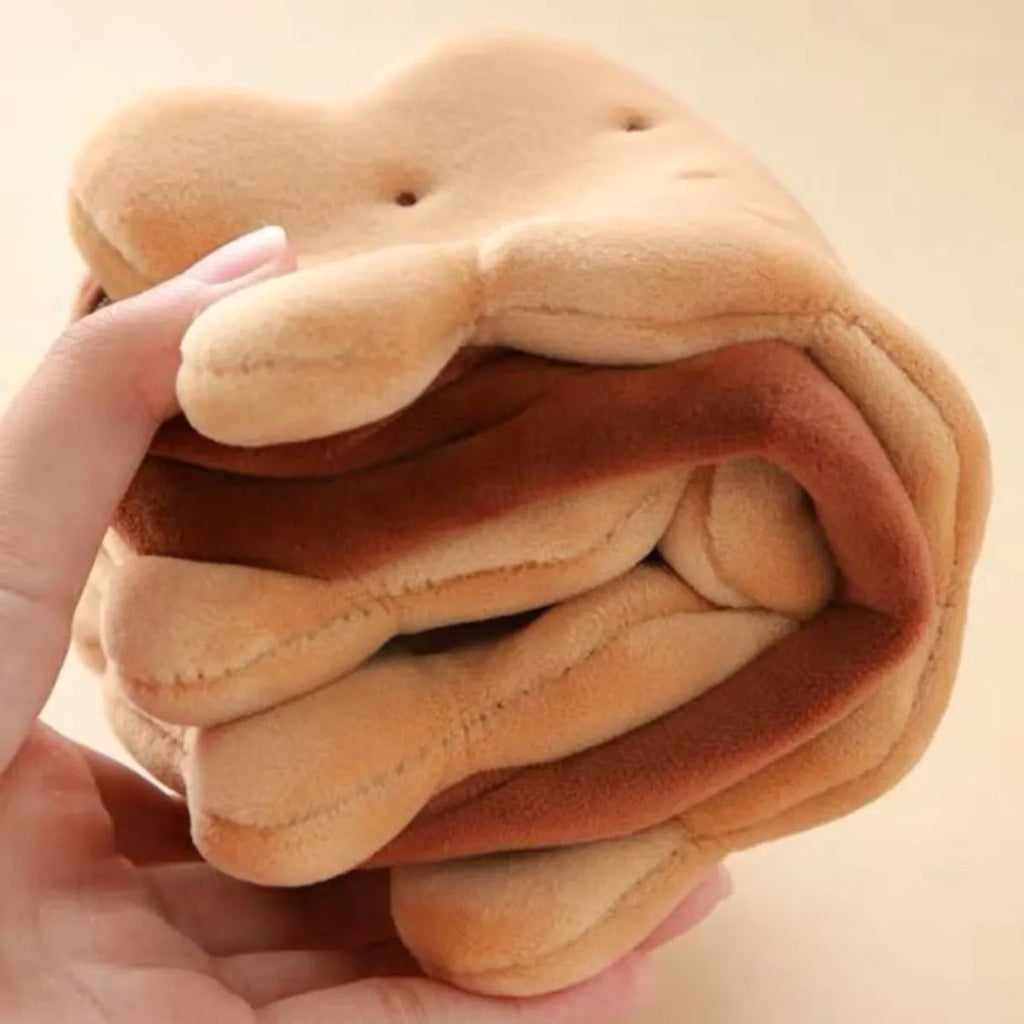 Sandwich biscuit plush pencil bag in plush material with cartoon design, suitable for school stationery storage