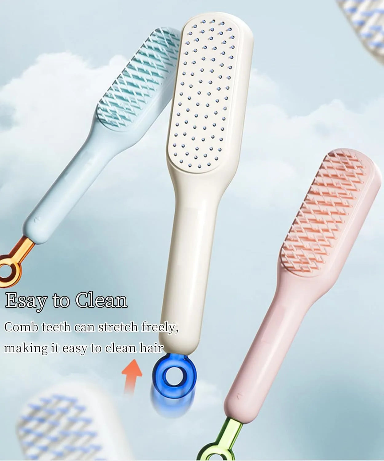 Blue, pink, and white dual-sided soft bristle brush for grooming small dogs
