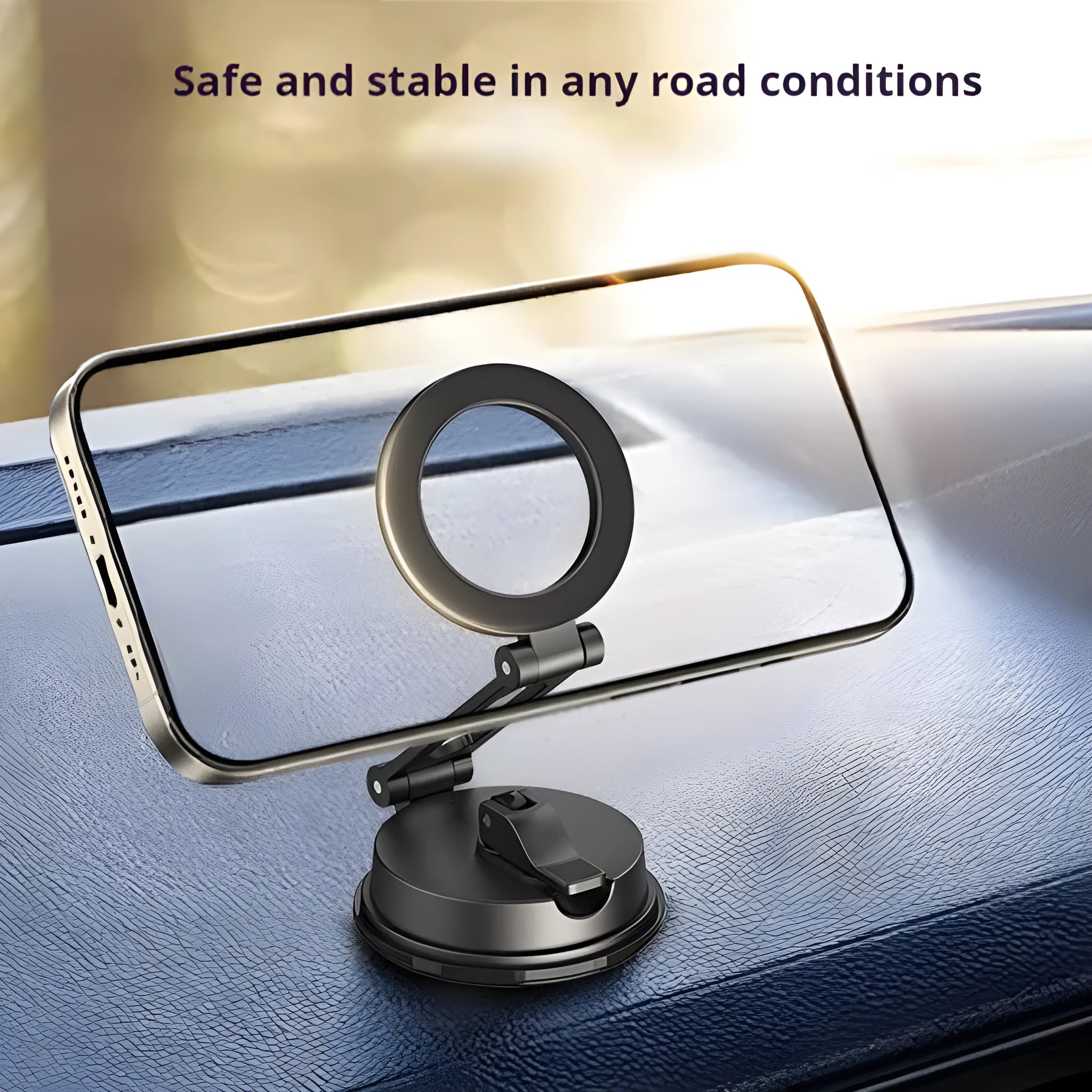 Black H154 car magnetic phone holder with suction cup mount for windscreen or dashboard