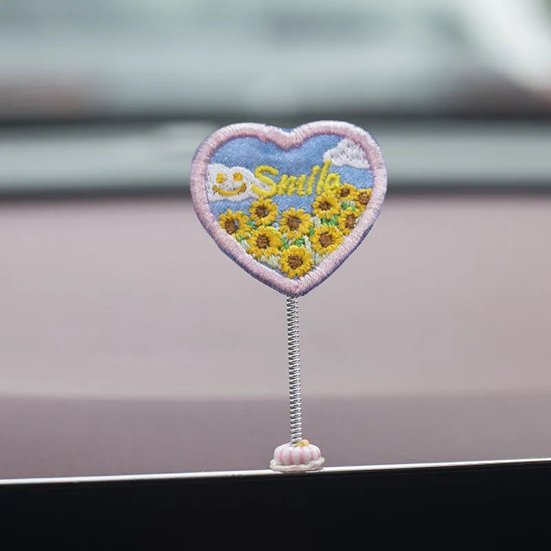 PVC duckling car decoration set with six cartoon duck ornaments and matching sign for vehicle interior