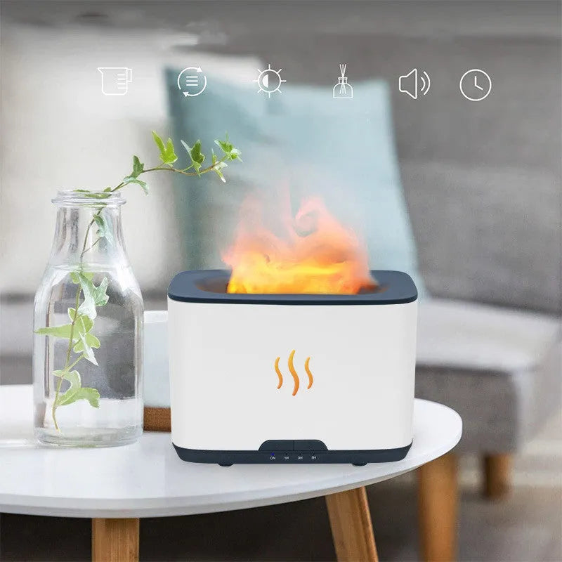 New Flame 300ml USB ultrasonic aromatherapy humidifier in white desktop plastic square shape