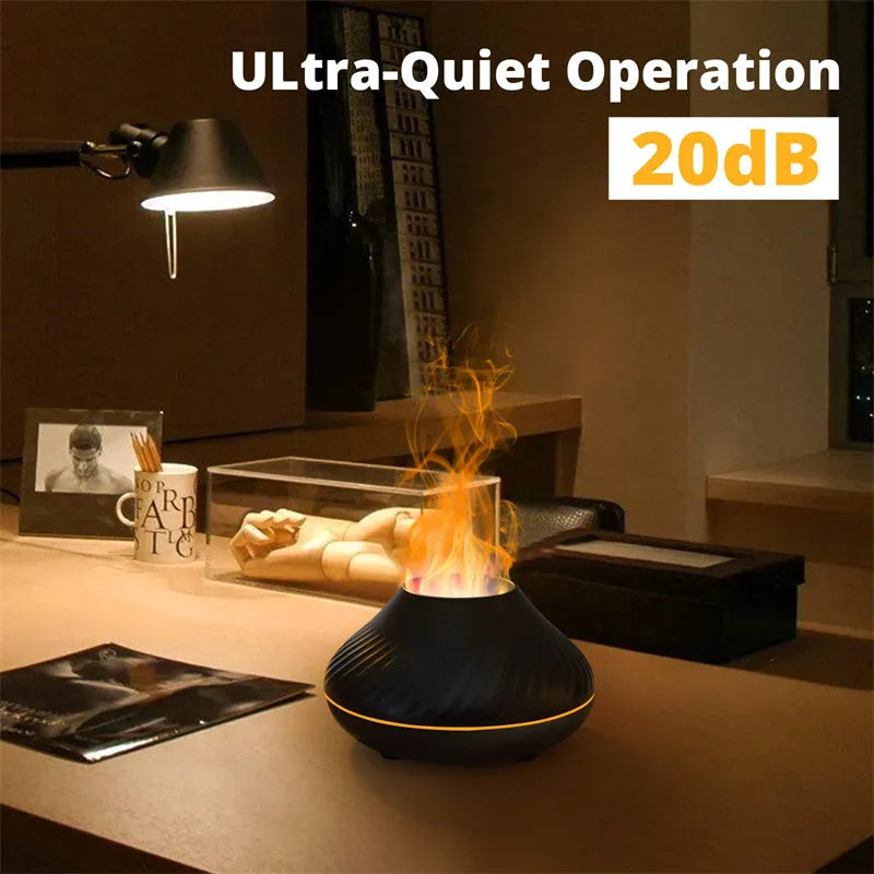 Beige and black USB-powered aroma diffuser with colour-changing LED light and water mist output