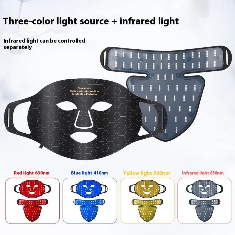 Infrared colour light skin rejuvenation face mask set for home use in black and white colour options