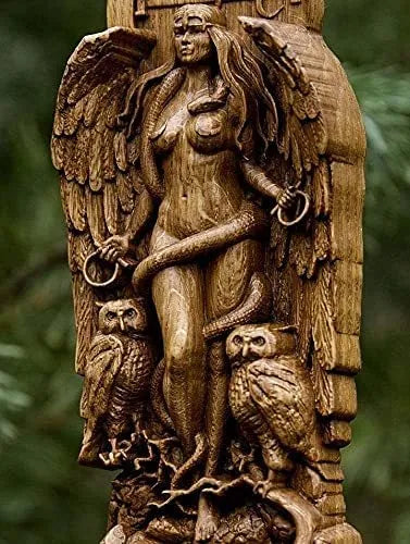 A detailed resin statue of a Greek goddess, 22cm tall, for altar or garden display.