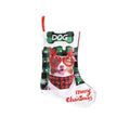 Printed cloth Christmas decoration with puppy cat motifs measuring 26x36cm in plaid colour variants