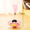 Pink cat toy tumbler turntable with self-spinning stick on 10cm base