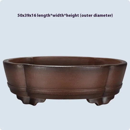 Classical green plant design purple clay bonsai pot for indoor use.