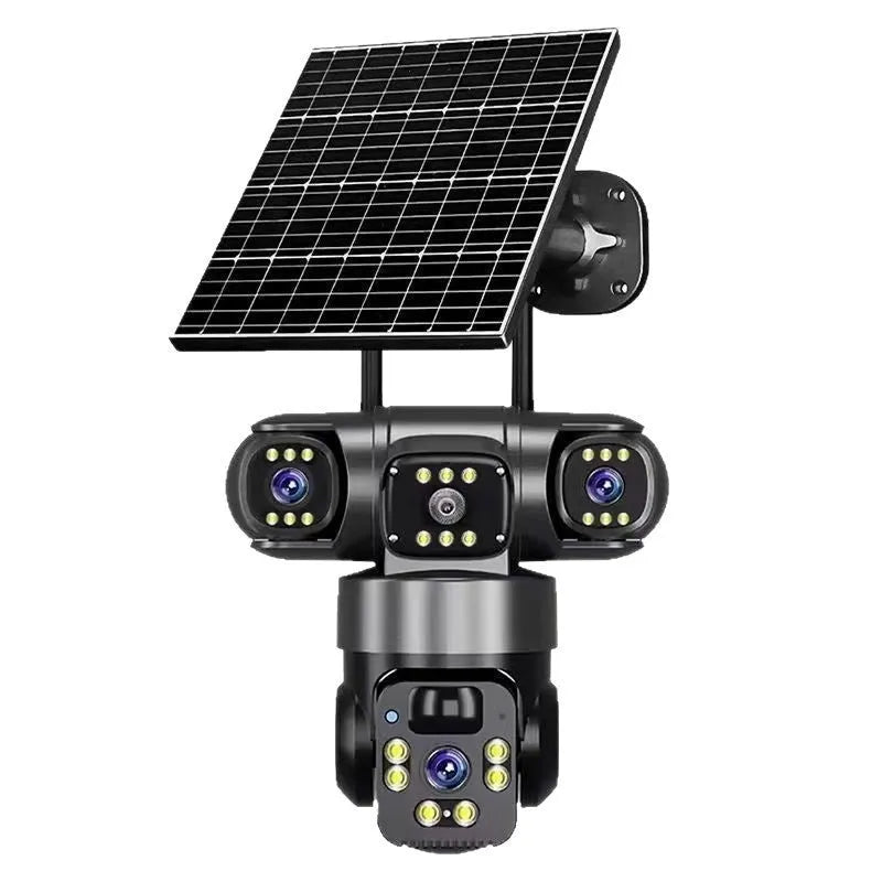 Solar surveillance camera with full colour night vision, ABS housing, 355-degree rotation