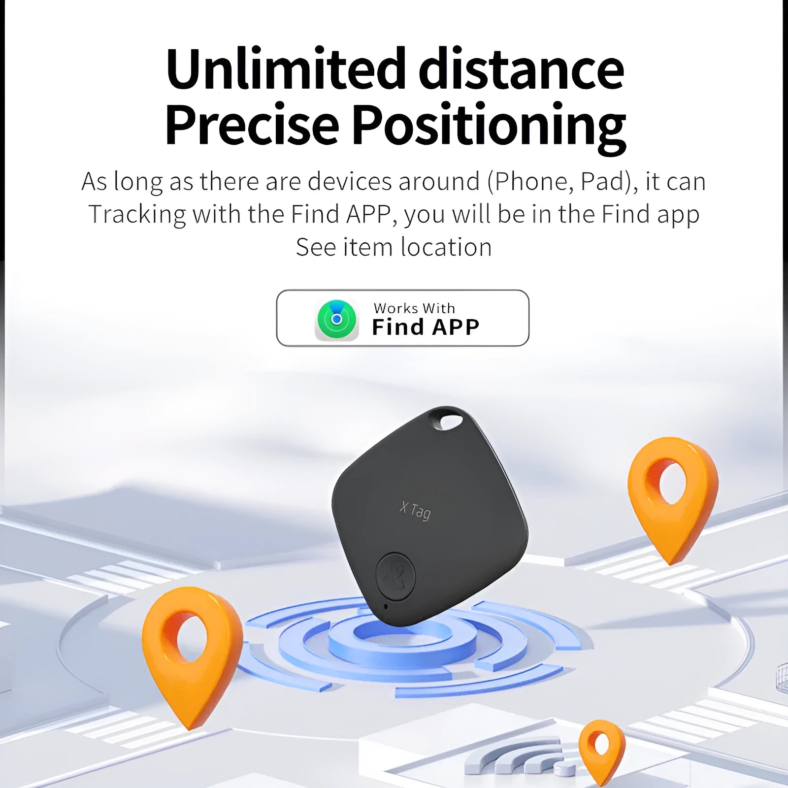 Circular black Bluetooth key finder tracker with key ring, showing 37mm diameter size.