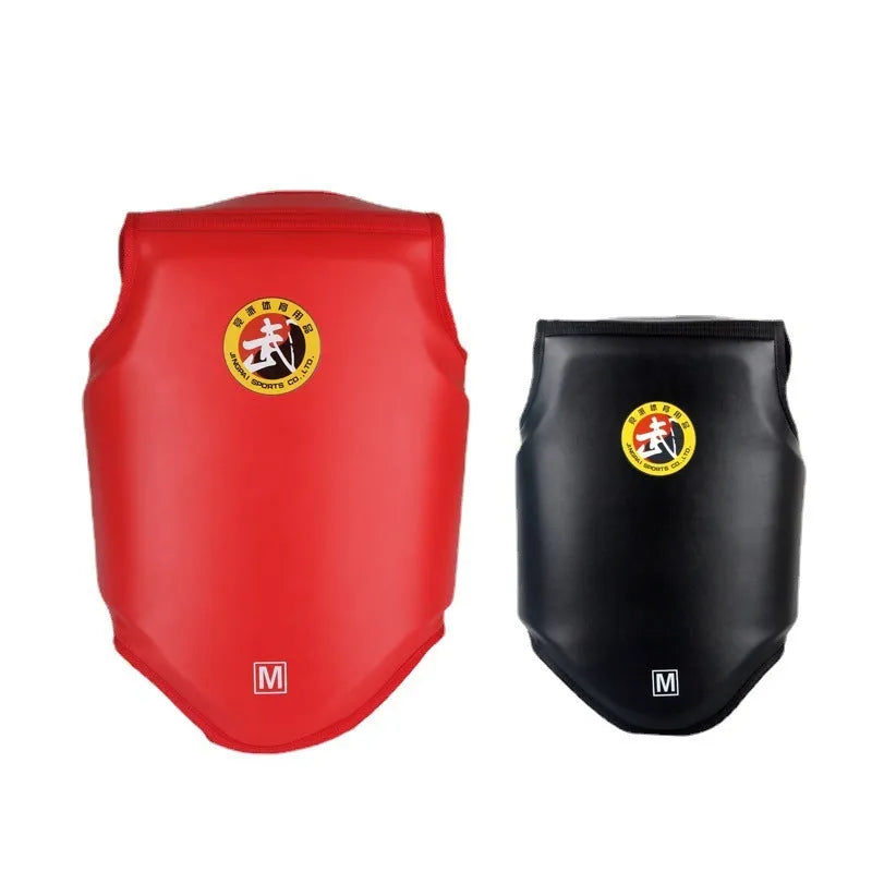 Red adult boxing helmet on a white background, showing one-piece PU construction.