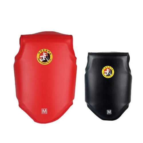 Red adult boxing helmet on a white background, showing one-piece PU construction.