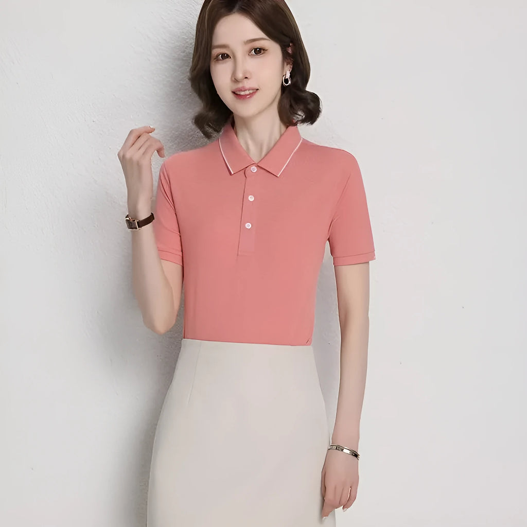 Men's loose fit cotton blend polo shirt with a two-tone collar detail in a selection of colours.