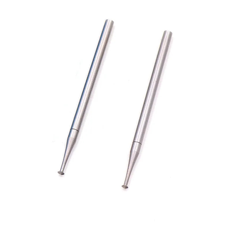 Six tungsten steel carving milling cutter grinding heads with thin disc needle shape and 2.35mm mandrels
