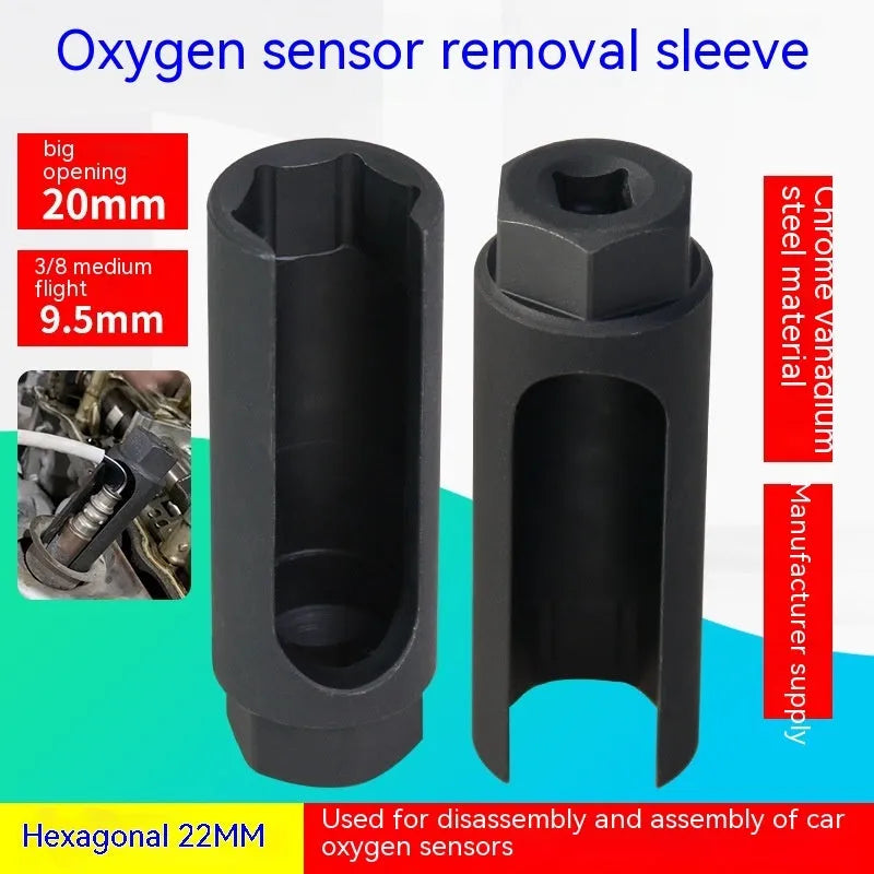 Black chromium vanadium steel oxygen sensor sleeve with 22mm diameter for Japanese style vehicles