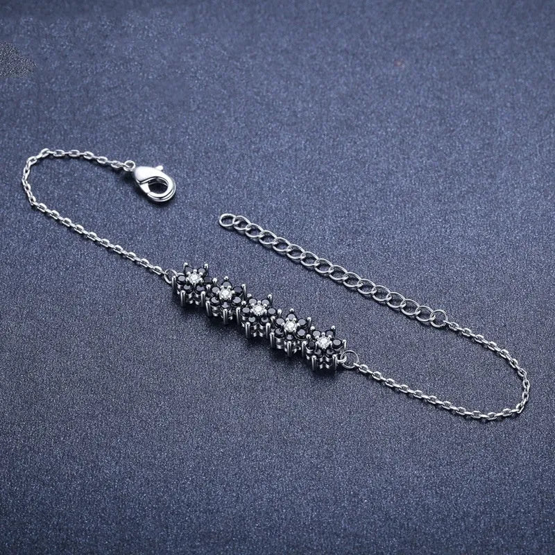 High profile titanium steel flower bracelet black women natural style