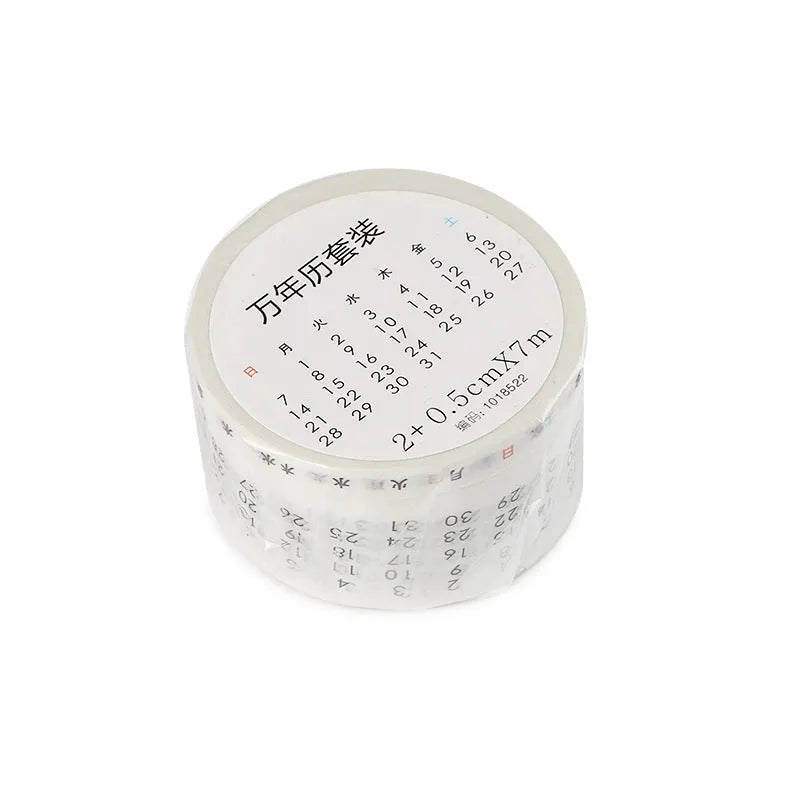 Digital hand account tape set of 2 rolls – calendar tape 2cm and weekly tape 0.5cm, each 7 metres long