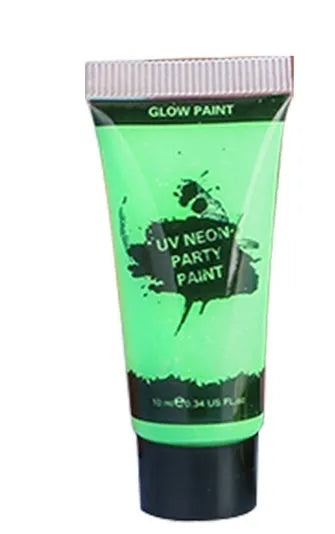 25ml pot of neon green face and body paint, labelled as safe and non-toxic gouache.