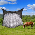 Woven PE rope grid pattern hanging feeding bag for livestock in multiple sizes