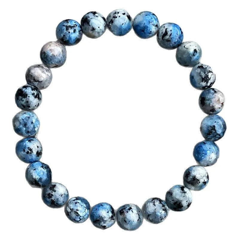 Handmade natural K2 azurite stone beaded bracelet with geometric shape on wrist