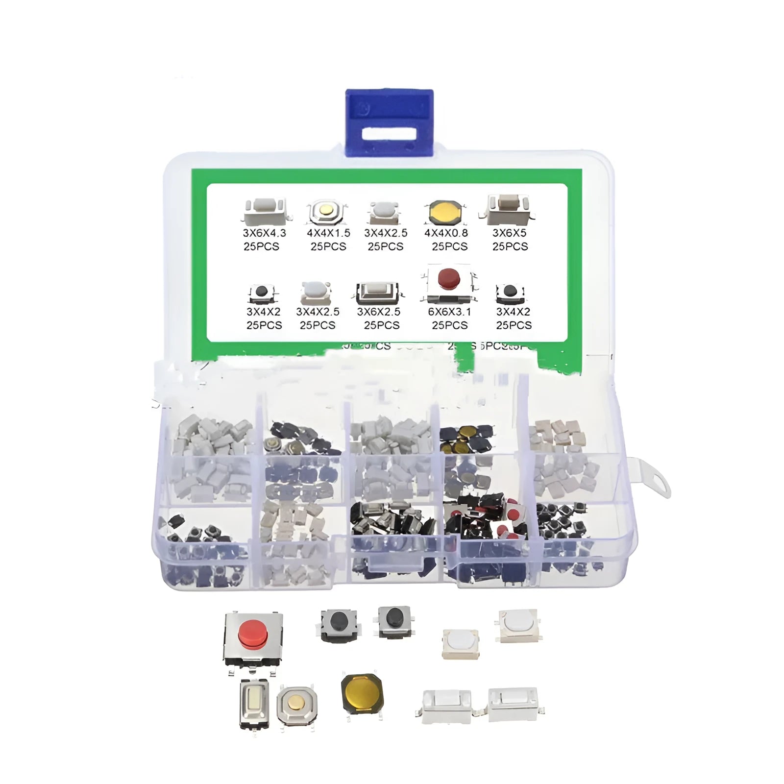 250 piece car patch button touch switch kit in boxed packaging for automotive electrical repairs