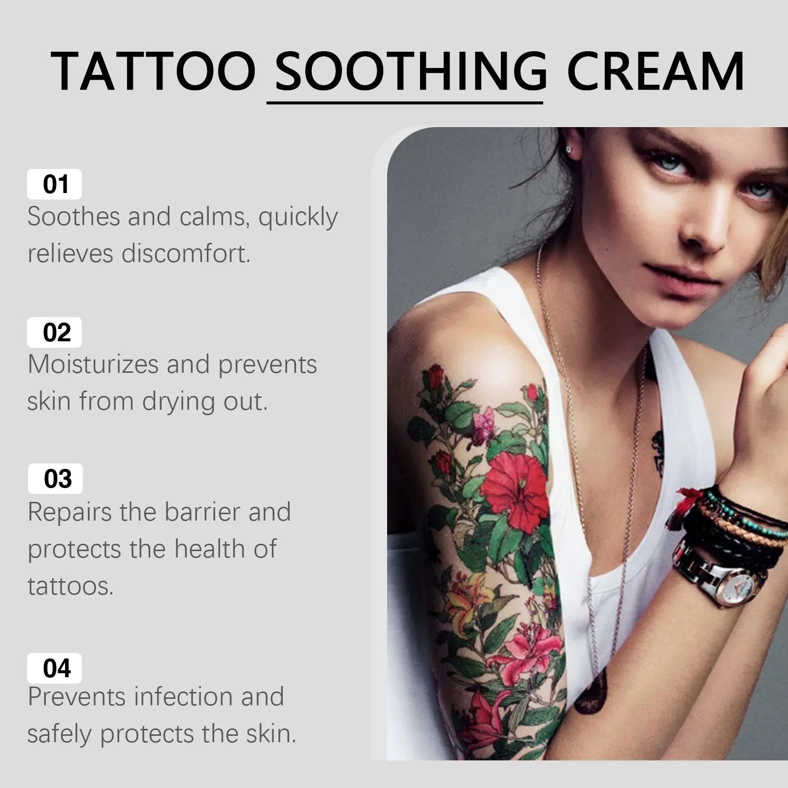 20g tattoo soothing neck cream tube with botanical ingredients for aftercare