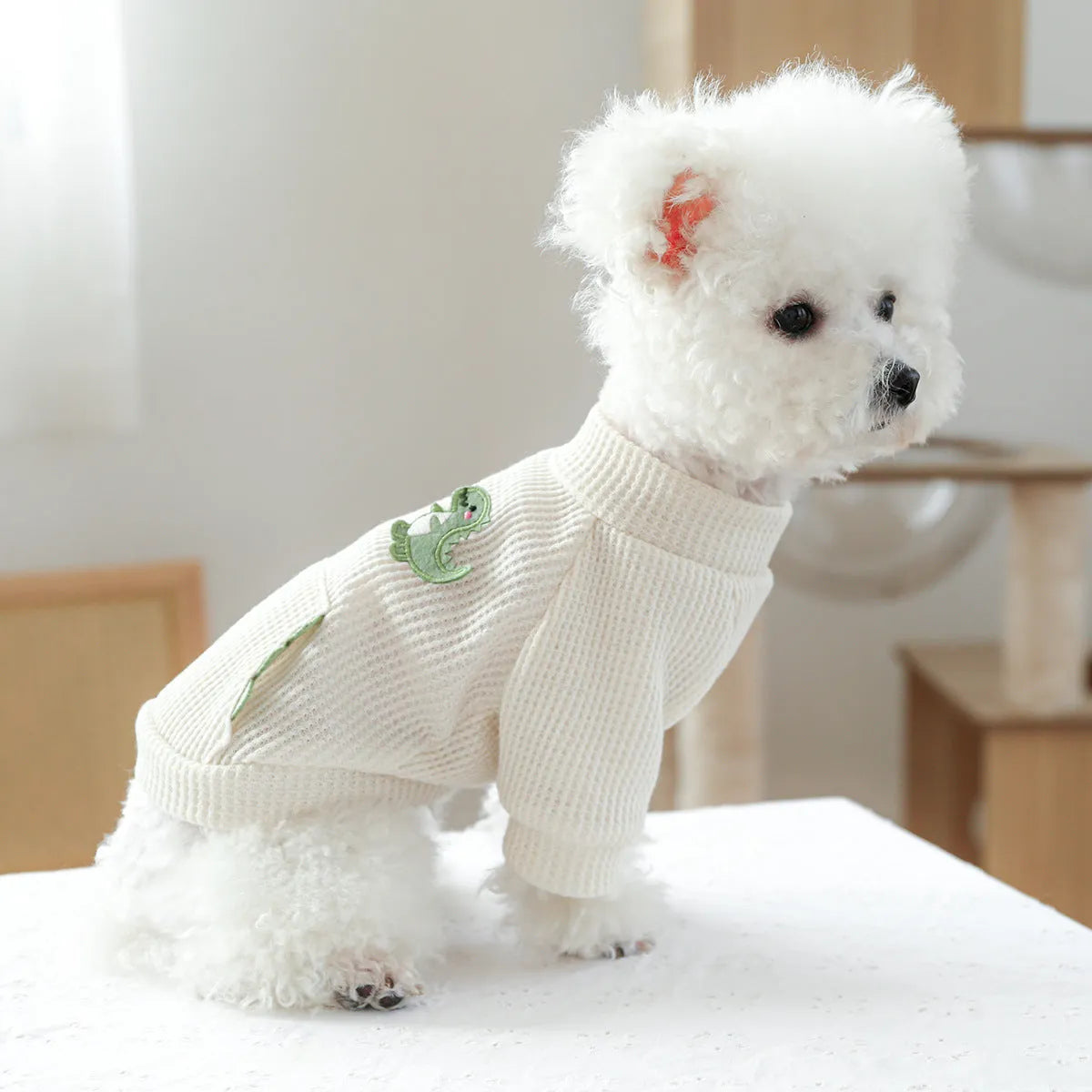 Casual polyester round-neck pet sweater shirt for small dogs and cats in multiple sizes