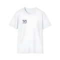 White summer loose short sleeves T-shirt with round neck for men and women on plain background
