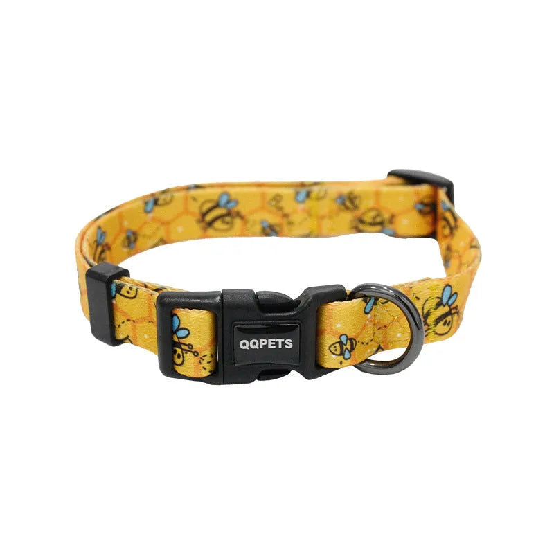 Geometric pattern Little Bee pet collar for small and medium dogs in nylon polyester