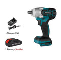 21V brushless electric impact wrench power tool with battery and 12.4mm chuck.