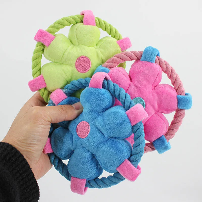 Blue animal-shaped squeaker chew toy for dogs measuring 10 cm x 8 cm