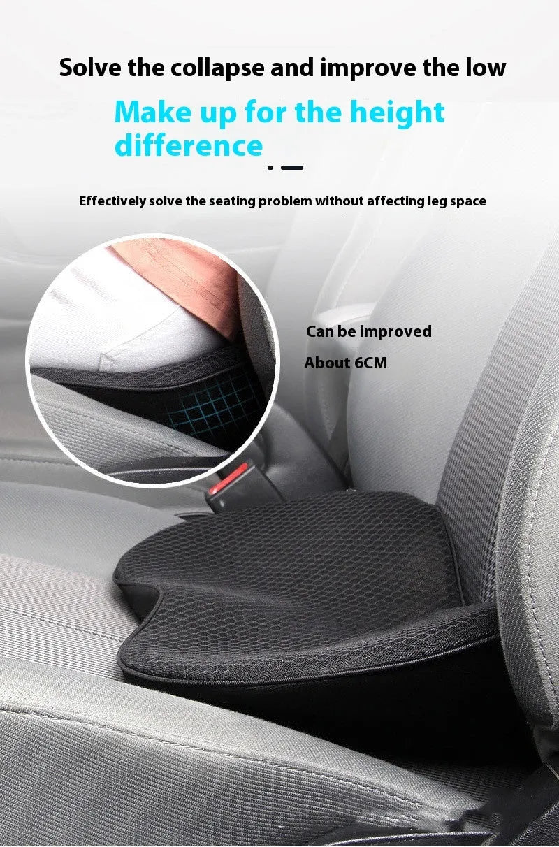 Car seat cushion for height adjustment with memory foam filler in choice of four colours