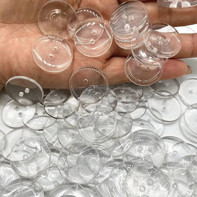 Transparent resin two eye button 10mm for sewing and craft projects