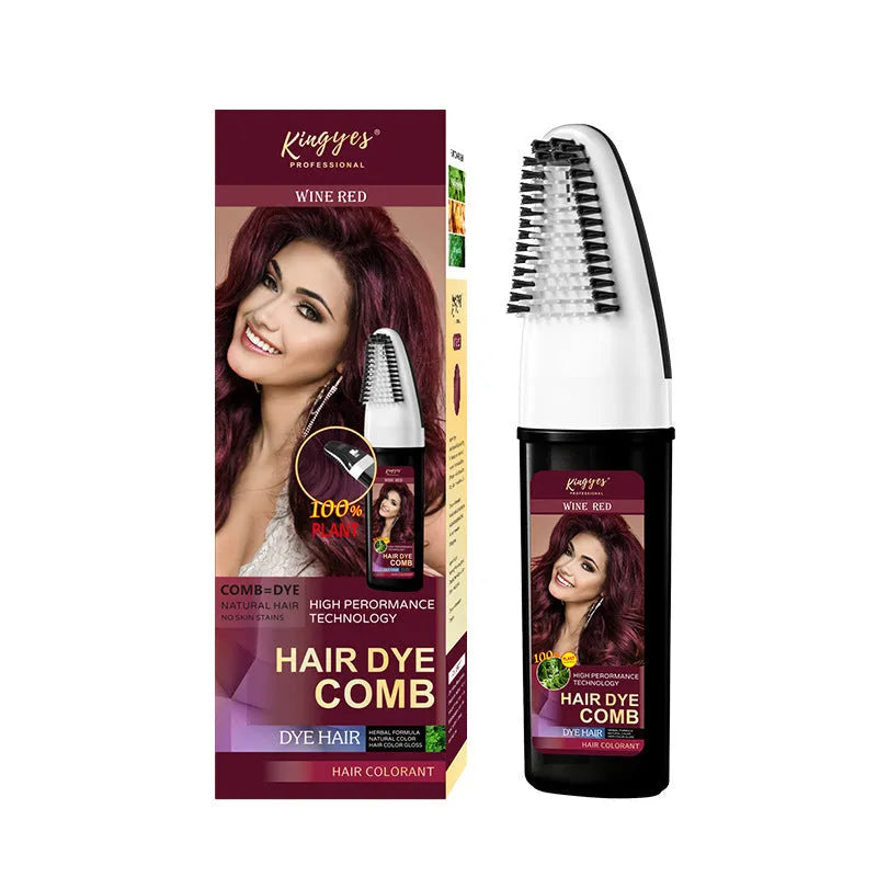 Easy Coloring Comb hair dye in brown, dark brown, and wine red 200ml bottles