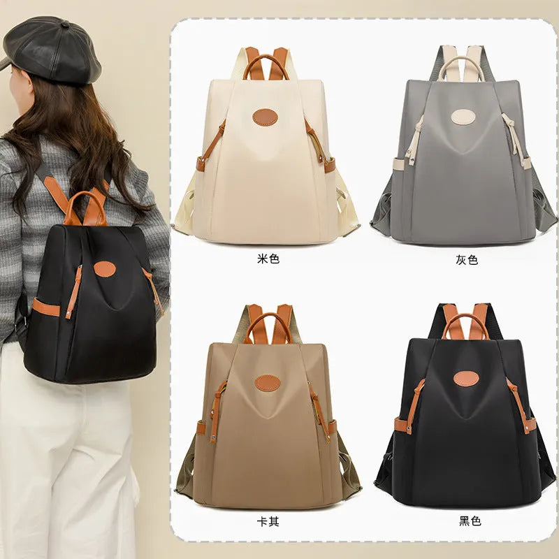 Waterproof Oxford cloth anti-theft travel backpack in urban simplicity style, available in multiple colours