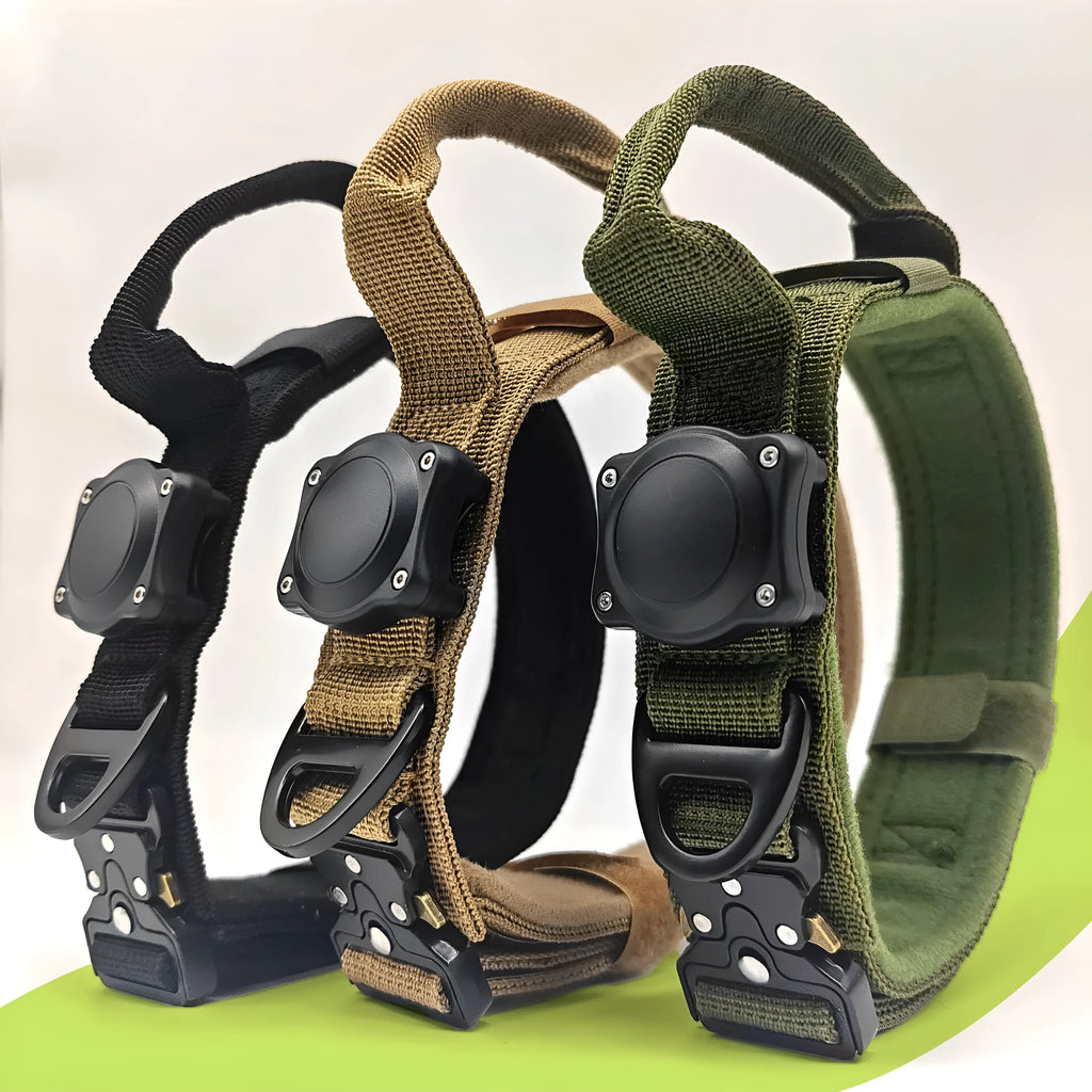 Tactical waterproof dog collar with positioning ring in denim style pattern