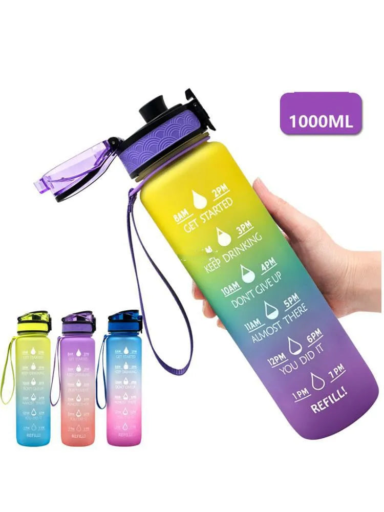 Clear transparent 1000ml sports water bottle with infuser, BPA-free Tritan and PP plastic