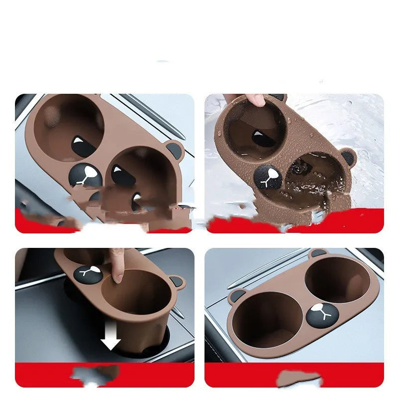 Silicone cup holder limiter insert for car centre console in grey colour
