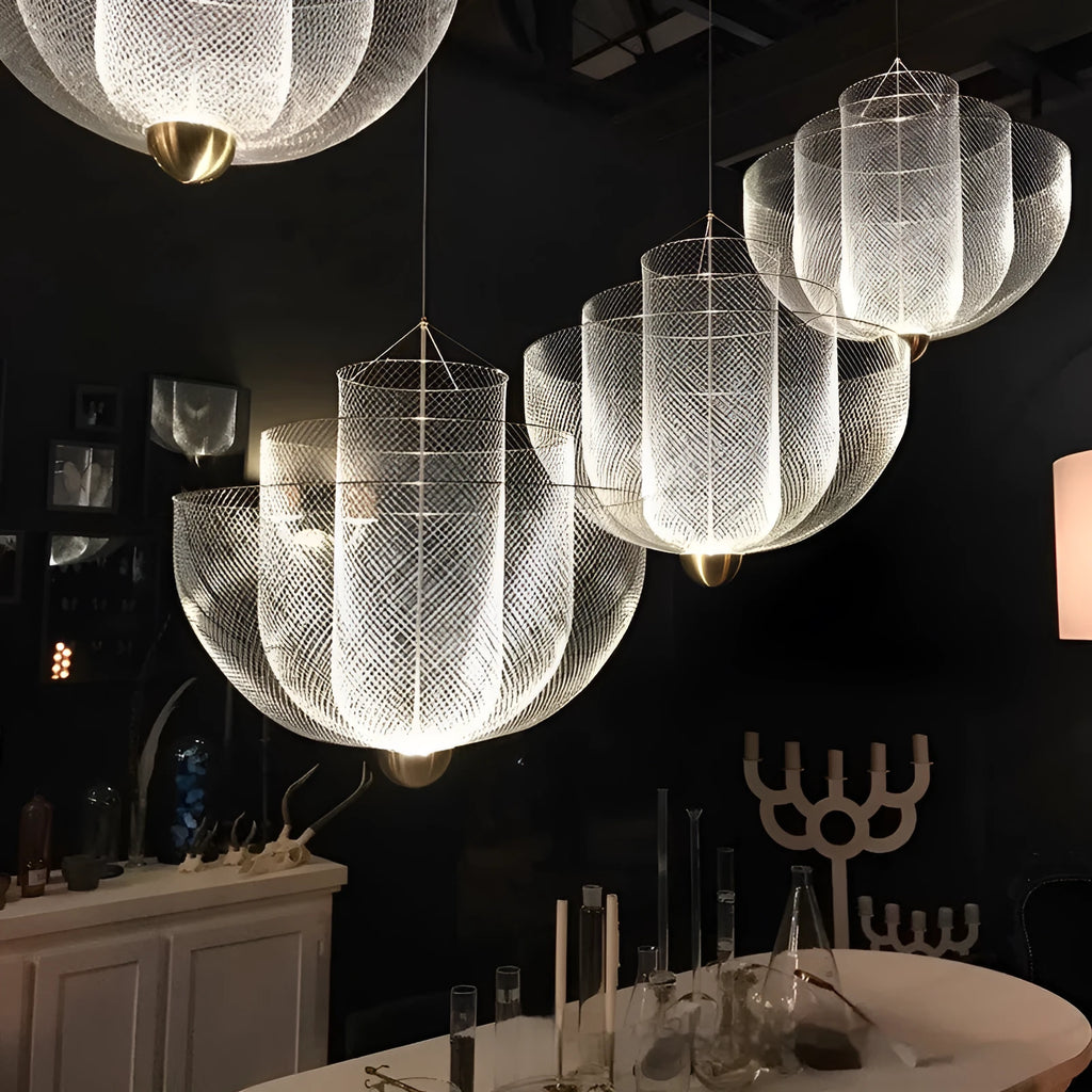 Nordic iron mesh personality shape chandelier with 450mm diameter in gold finish